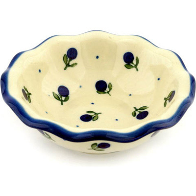 Polish Pottery Bowl 5&quot; Blue Buds