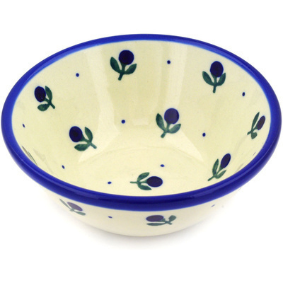 Polish Pottery Bowl 5&quot; Blue Buds