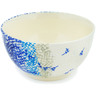 Polish Pottery Bowl 5&quot; Blue Burlap