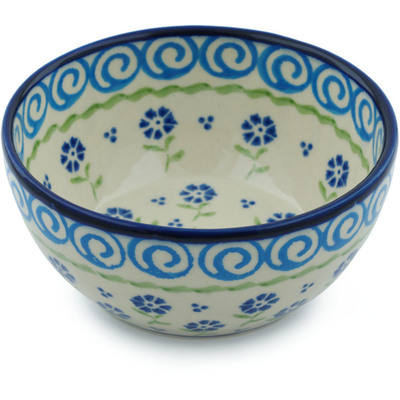 Polish Pottery Bowl 5&quot; Blue Bursts