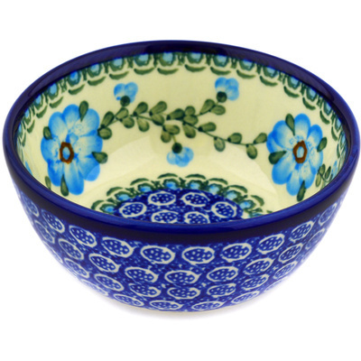 Polish Pottery Bowl 5&quot; Blue Buttercup