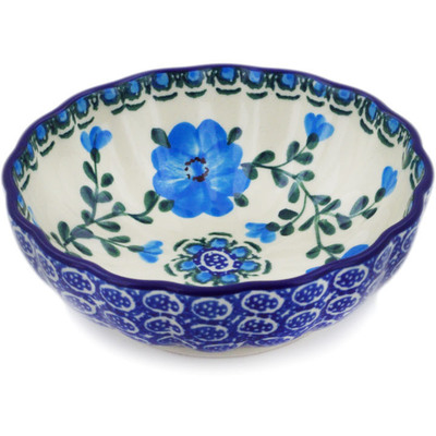 Polish Pottery Bowl 5&quot; Blue Buttercup