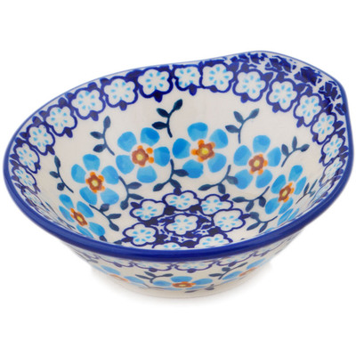 Polish Pottery Bowl 5" Blue Chain UNIKAT