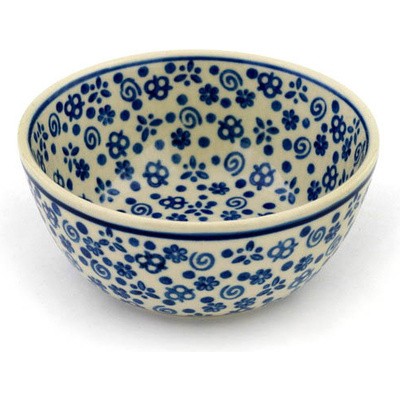 Polish Pottery Bowl 5&quot; Blue Confetti