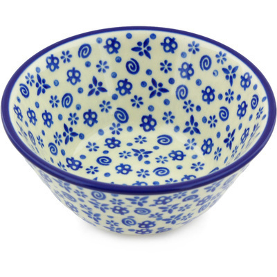 Polish Pottery Bowl 5&quot; Blue Confetti