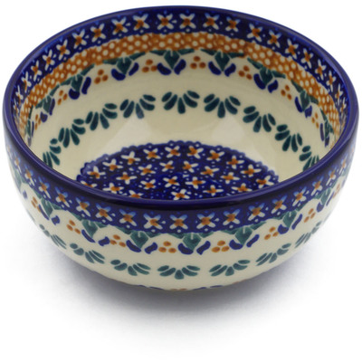 Polish Pottery Bowl 5&quot; Blue Cress