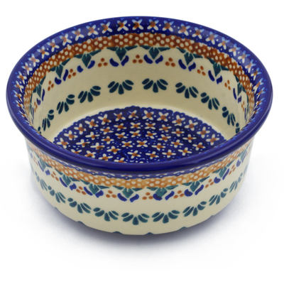 Polish Pottery Bowl 5&quot; Blue Cress UNIKAT