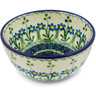 Polish Pottery Bowl 5&quot; Blue Daisy Circle