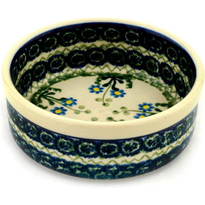 Polish Pottery Bowl 5&quot; Blue Daisy Circle