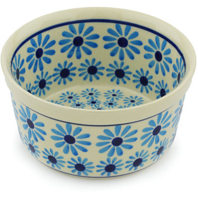 Polish Pottery Bowl 5&quot; Blue Daisy Delight