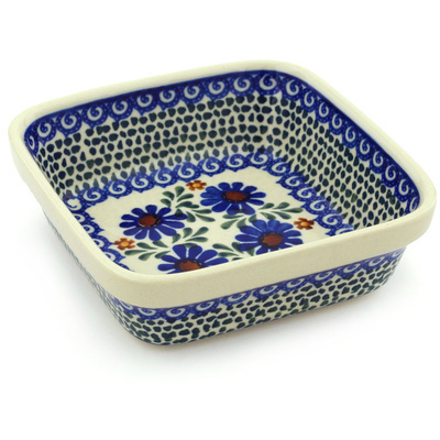 Polish Pottery Bowl 5&quot; Blue Daisy Meadow