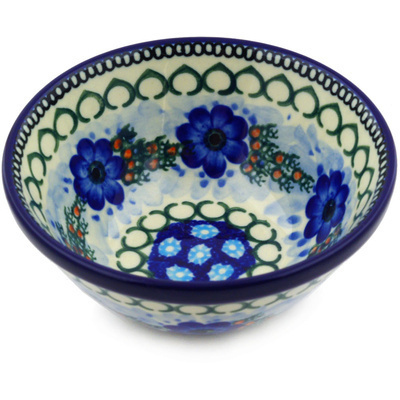 Polish Pottery Bowl 5&quot; Blue Delight UNIKAT