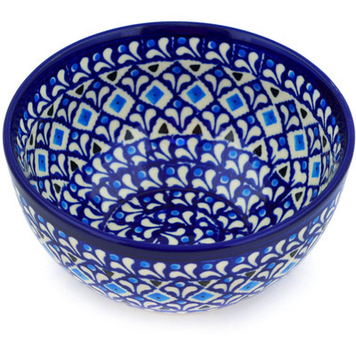 Polish Pottery Bowl 5&quot; Blue Diamond Dream