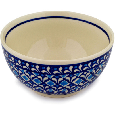 Polish Pottery Bowl 5&quot; Blue Diamond