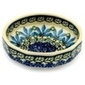 Polish Pottery Bowl 5&quot; Blue Fan Flowers
