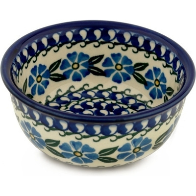 Polish Pottery Bowl 5&quot; Blue Flax Circle