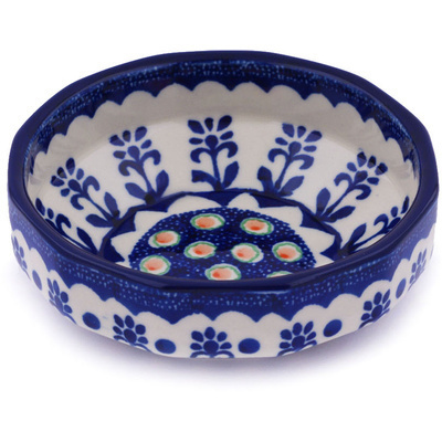 Polish Pottery Bowl 5&quot; Blue Flowers UNIKAT