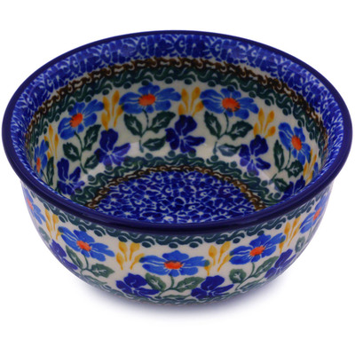 Polish Pottery Bowl 5&quot; Blue Forget-me-nots