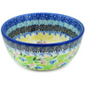 Polish Pottery Bowl 5&quot; Blue Hydrangea UNIKAT