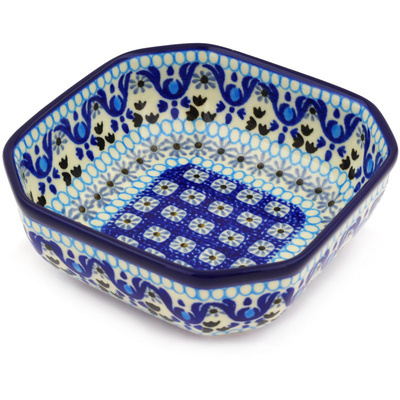Polish Pottery Bowl 5" Blue Ice