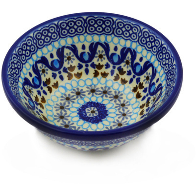 Polish Pottery Bowl 5&quot; Blue Ice