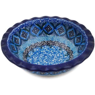 Polish Pottery Bowl 5&quot; Blue Kaleidoscope UNIKAT