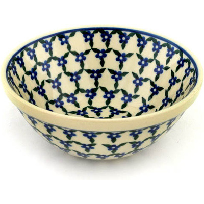 Polish Pottery Bowl 5&quot; Blue Mandala
