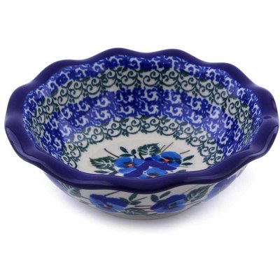Polish Pottery Bowl 5&quot; Blue Pansy