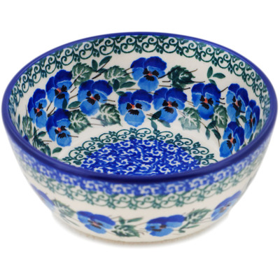 Polish Pottery Bowl 5&quot; Blue Pansy