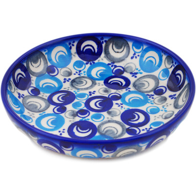 Polish Pottery Bowl 5&quot; Blue Peacock Eye