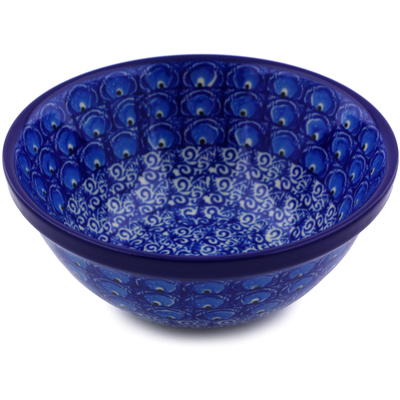 Polish Pottery Bowl 5" Blue Peacock