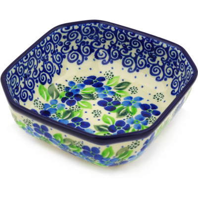 Polish Pottery Bowl 5&quot; Blue Phlox