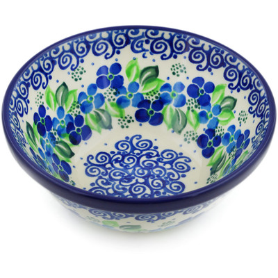 Polish Pottery Bowl 5&quot; Blue Phlox