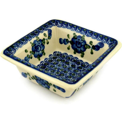 Polish Pottery Bowl 5&quot; Blue Poppies