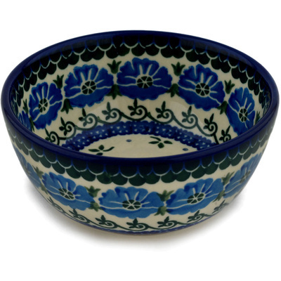 Polish Pottery Bowl 5&quot; Blue Poppy Chain