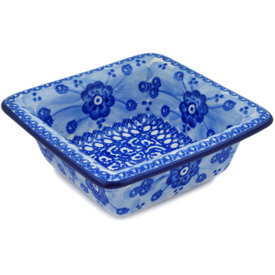 Polish Pottery Bowl 5&quot; Blue Poppy Circle UNIKAT