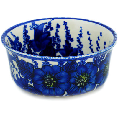 Polish Pottery Bowl 5&quot; Blue Poppy Dream UNIKAT