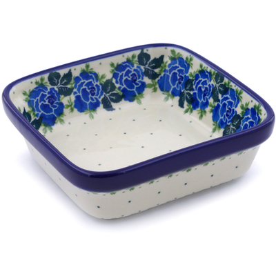 Polish Pottery Bowl 5&quot; Blue Rose