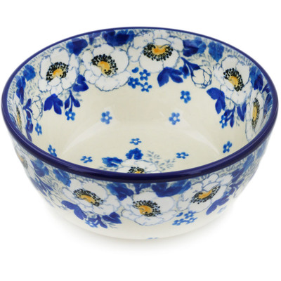 Polish Pottery Bowl 5" Blue Spring