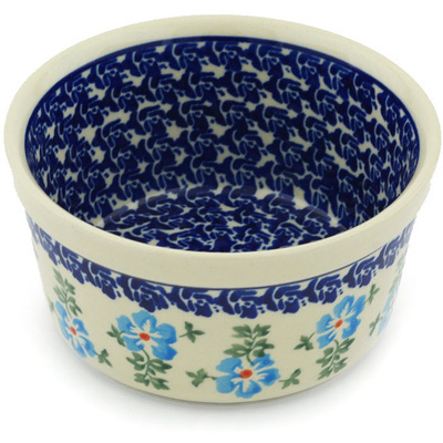 Polish Pottery Bowl 5&quot; Blue Summer