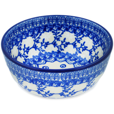 Polish Pottery Bowl 5&quot; Blue Twigs