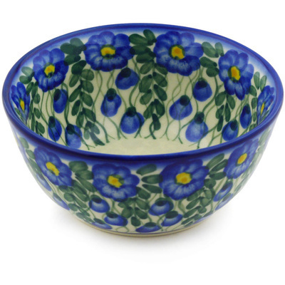 Polish Pottery Bowl 5&quot; Blue Velvet Gardens