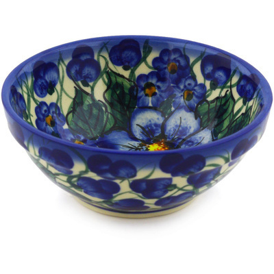 Polish Pottery Bowl 5&quot; Blue Violet UNIKAT