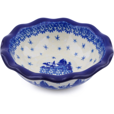 Polish Pottery Bowl 5&quot; Blue Winter