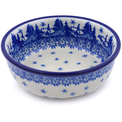 Polish Pottery Bowl 5&quot; Blue Winter