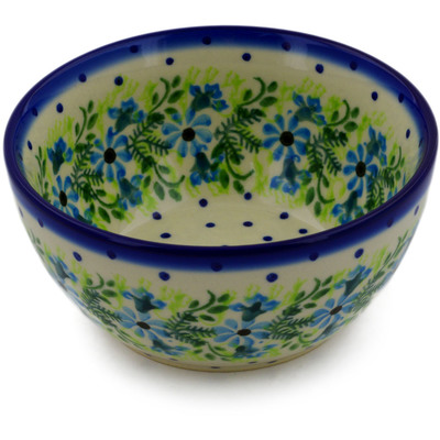 Polish Pottery Bowl 5&quot; Blue Wreath