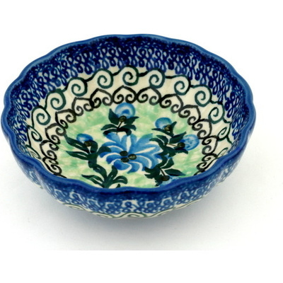 Polish Pottery Bowl 5&quot; Blueberry Blooms UNIKAT