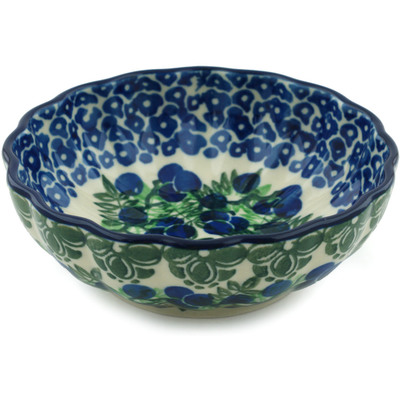 Polish Pottery Bowl 5&quot; Blueberry Fields Forever