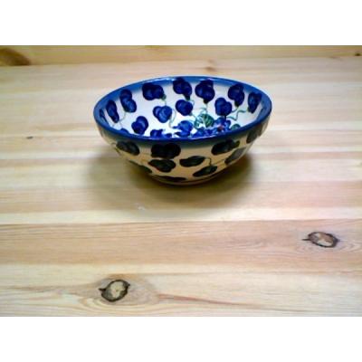 Polish Pottery Bowl 5&quot; Blueberry Flower UNIKAT