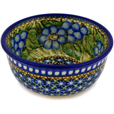 Polish Pottery Bowl 5&quot; Blueberry Garden UNIKAT